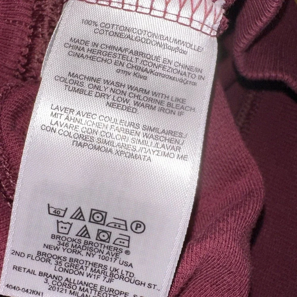 Brooks Brothers Maroon 1/4 Button Mock Neck Pullover Sweater Elbow Patch Mens XL - Picture 5 of 7